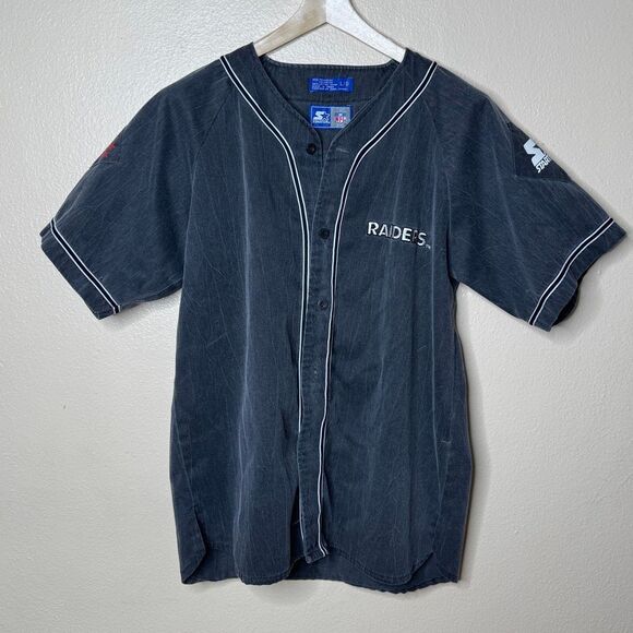 NFL Jersey Men Large Gray STARTER LA Oakland Las Vegas Raiders NFL Baseball Vtg - Picture 1 of 9